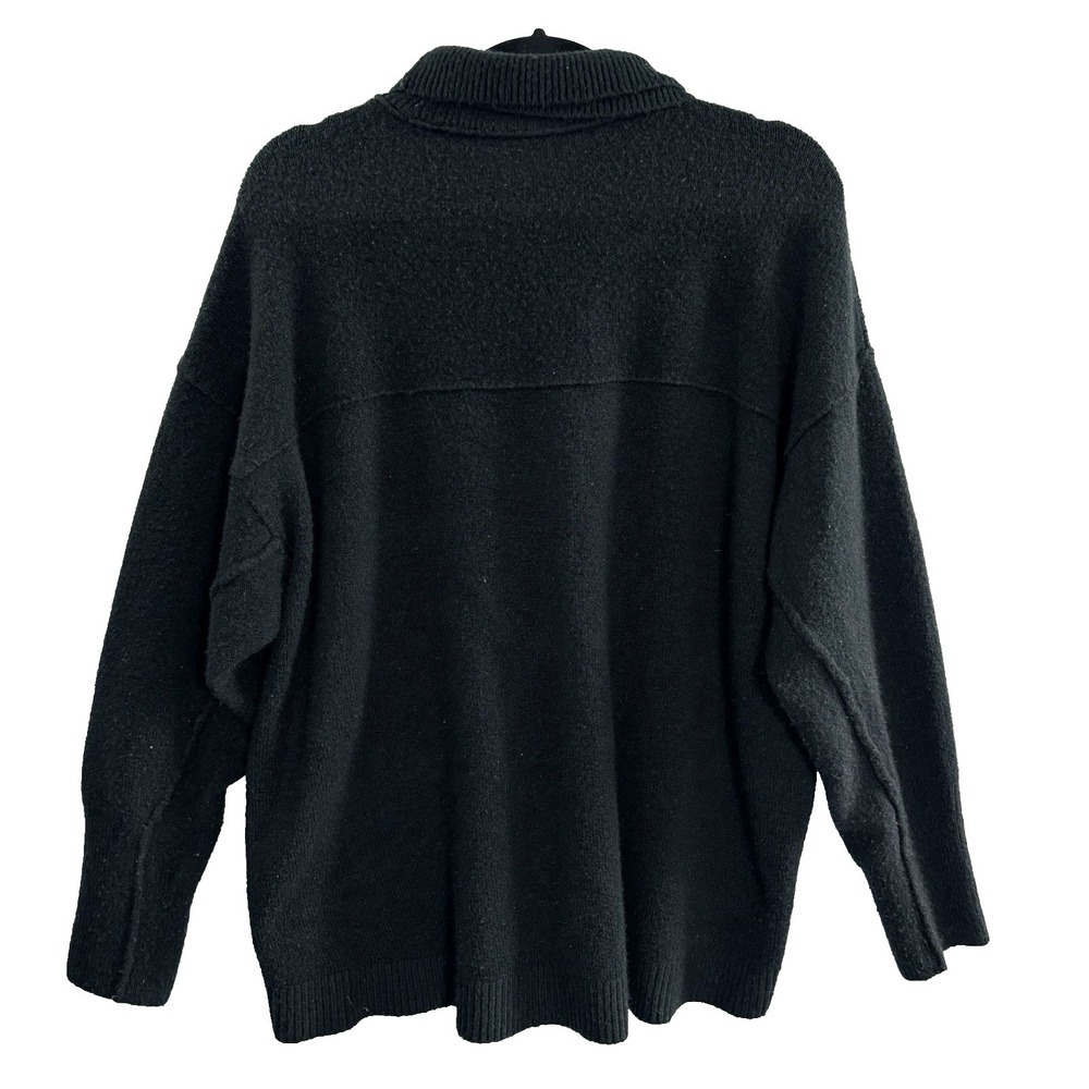 FREE PEOPLE Women Turtleneck Oversized Long Sleeve Sweater Sz XS Black 55-7 - Picture 2 of 14